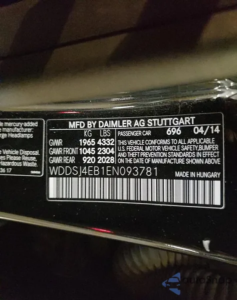2014 Mercedes-Benz Cla 250 from USA, damaged, VIN WDDSJ4EB1EN093781
